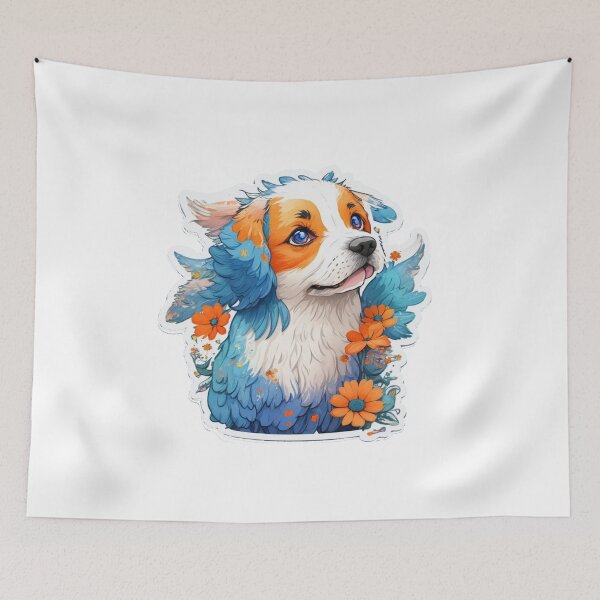 Item preview, little dog in the middle of flowers designed and sold by LauraGCastro.