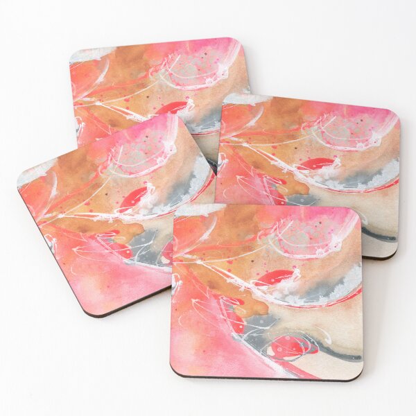 Item preview, Abstract hot pink and coral mixed media painting designed and sold by AnissaF.