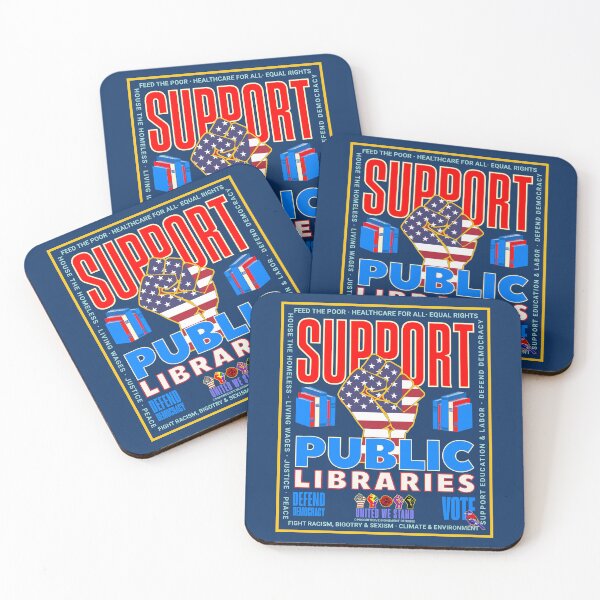 Item preview, PMD00939 Progressive Movement Designs patriotic American Support Public Libraries design shows you support democracy progressive goals for Progressives Democrats Independents Liberals designed and sold by ProgressiveLeft.