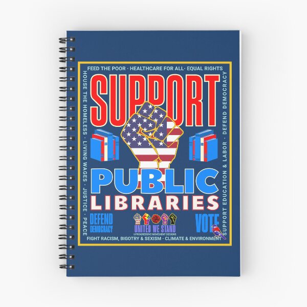 Item preview, PMD00939 Progressive Movement Designs patriotic American Support Public Libraries design shows you support democracy progressive goals for Progressives Democrats Independents Liberals designed and sold by ProgressiveLeft.