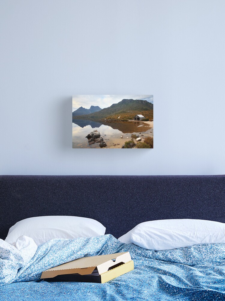 Canvas Print, Boat Shed, Dove Lake, Cradle Mountain Nat. Park, Australia designed and sold by Michael Boniwell