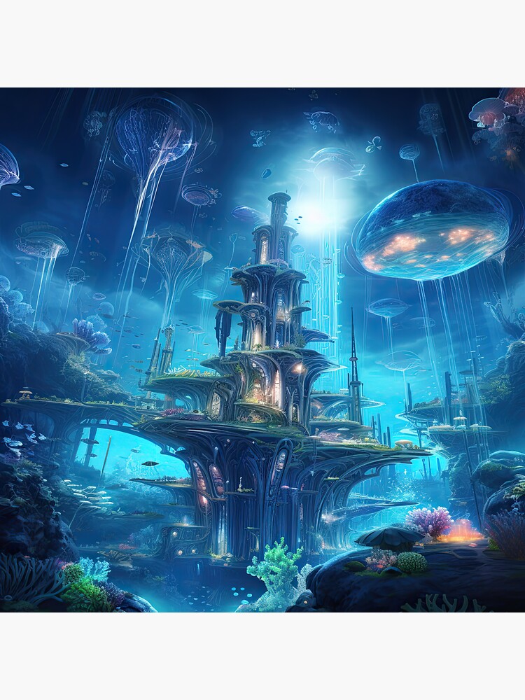 Thumbnail 3 of 3, Sticker, Underwater Kingdom designed and sold by Garret Bohl.