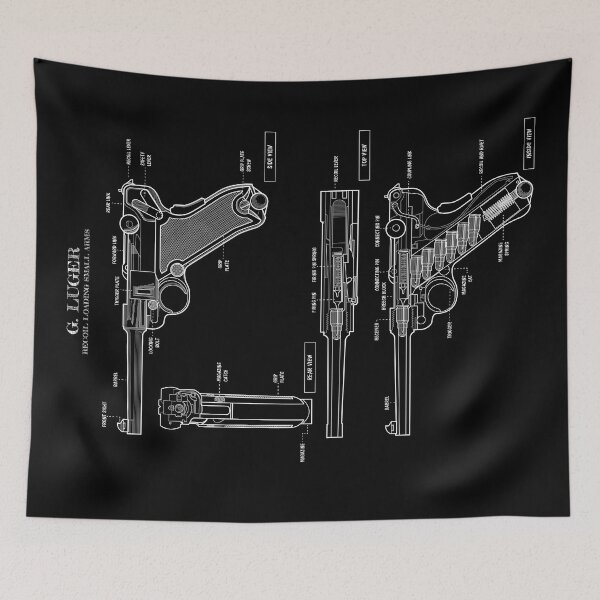 Item preview, Luger: Recoil loading small arms (White Stencil-No Background) designed and sold by BGALAXY.