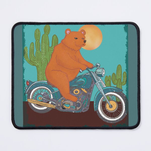 Item preview, Bear riding motorcycle in desert. designed and sold by starlabrady.