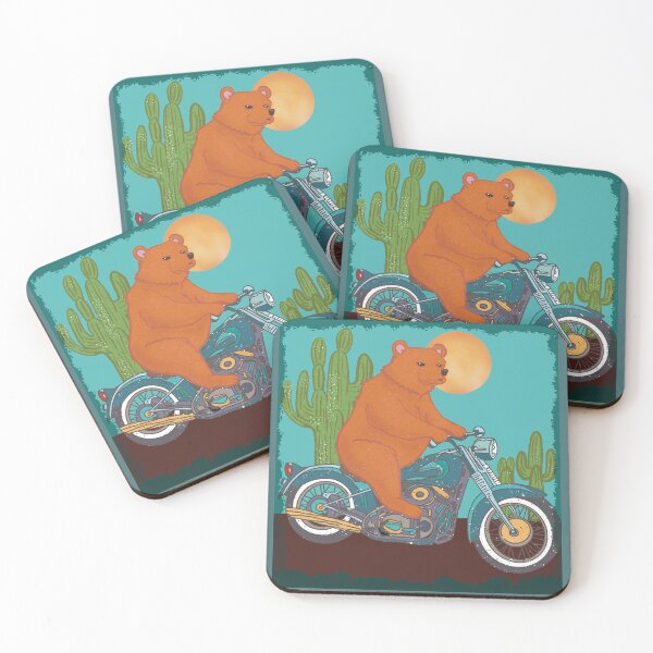 Item preview, Bear riding motorcycle in desert. designed and sold by starlabrady.