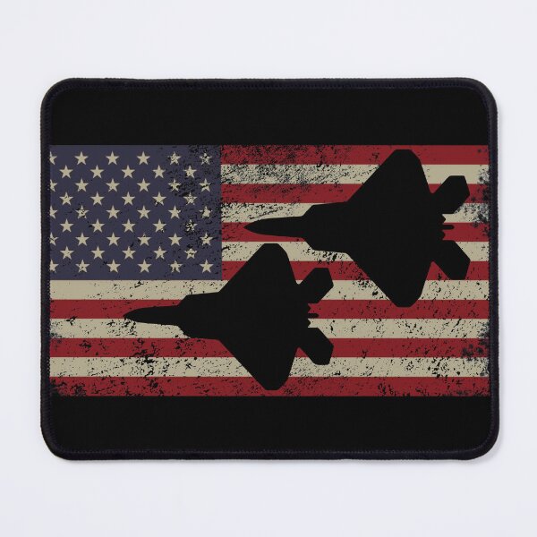 Item preview, F22 Raptor Stealth Fighter Plane Vintage Distressed American Flag designed and sold by MilitaryMart.