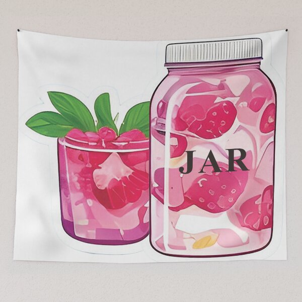 Item preview, Pink drink and jar with strawberries designed and sold by Tstickers888.