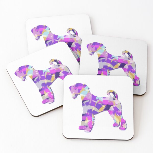 Item preview, Airedale Terrier Dog Silhouette Purple Pink Yellow Blue Design designed and sold by AMSonArt.