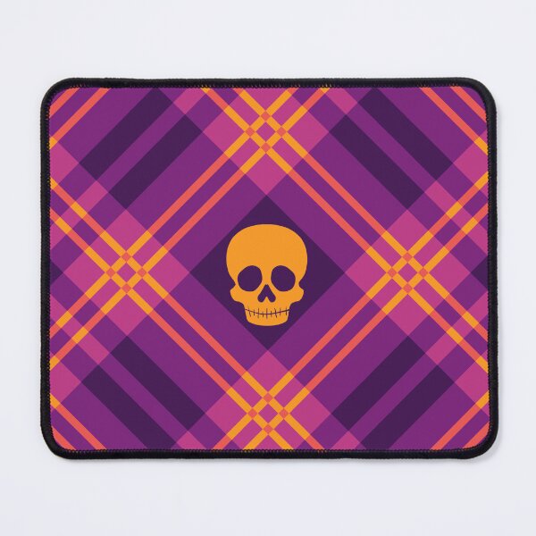 Artikelvorschau,  Totenkopf-Tartan-Plaid in warmem Lila entworfen und verkauft von Paisley Yazel.
