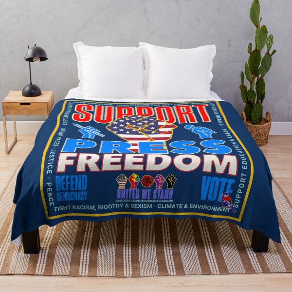 Item preview, PMD00942 Progressive Movement Designs patriotic American Support Press Freedom design shows you support democracy and progressive goals for Progressives Democrats Independents Liberals designed and sold by ProgressiveLeft.