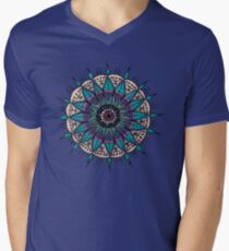 Blue, pink and green mandala flower Men's V-Neck T-Shirt