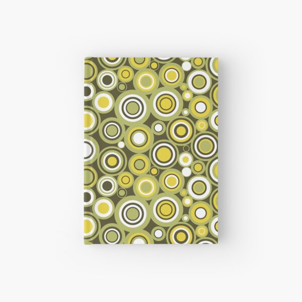 Green, Yellow and White Circle Retro Pattern Hardcover Journal