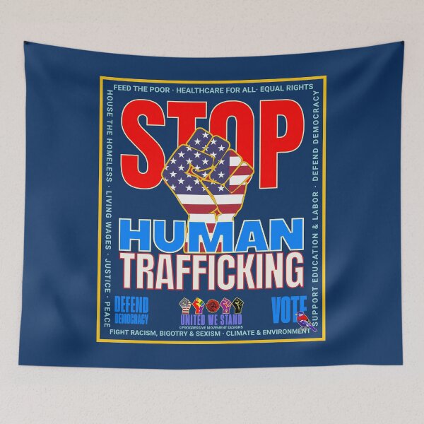 Item preview, PMD00944 Progressive Movement Designs patriotic American Stop Human Trafficking design shows you support democracy and progressive goals for Progressives Democrats Independents Liberals designed and sold by ProgressiveLeft.