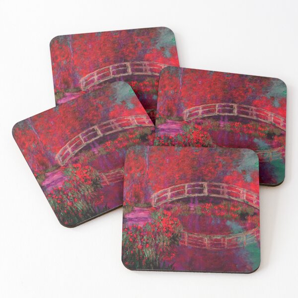 Item preview, Monet The Japanese Bridge (The Bridge in Monet's Garden) bright coral magenta designed and sold by PureVintageLove.