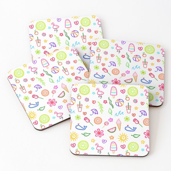 Item preview, Copy of Summer doodles pattern (white) designed and sold by Planetkaz.
