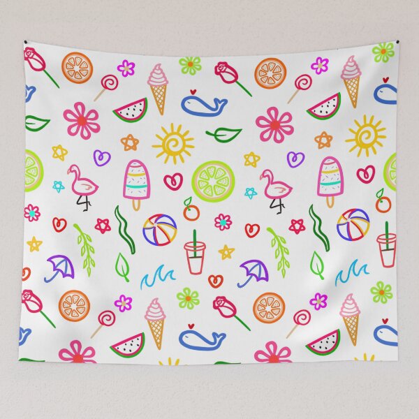 Item preview, Copy of Summer doodles pattern (white) designed and sold by Planetkaz.