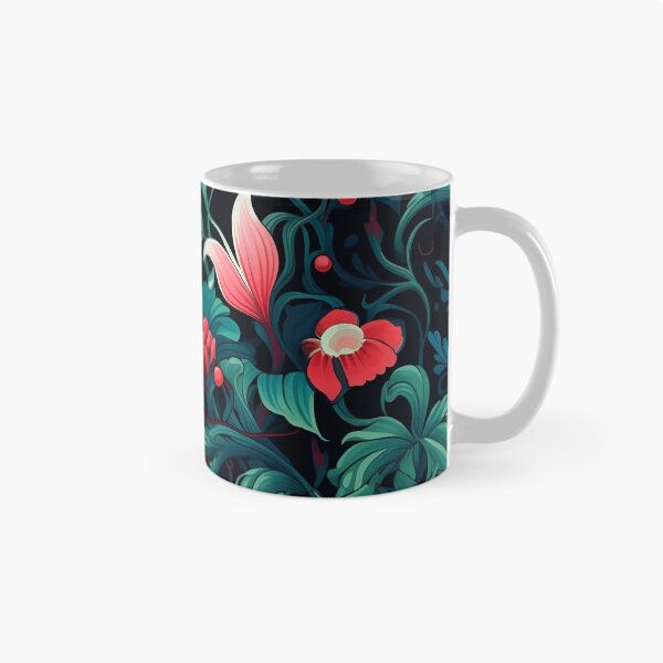 Item preview, Floral fantasy design Red and Blue Bird Green and Red Leaves designed and sold by Counterbalance Dzigns.