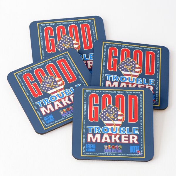Item preview, PMD00946 Progressive Movement Designs patriotic American Good Trouble Maker design shows you support democracy and progressive goals for Progressives Democrats Independents Liberals designed and sold by ProgressiveLeft.