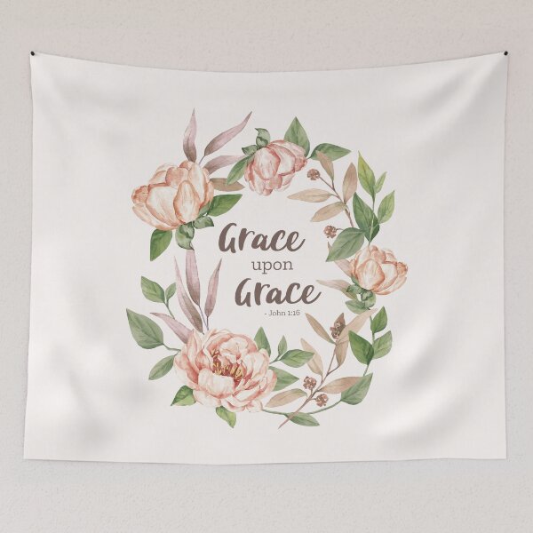 Item preview, Grace Upon Grace - John 1:16 - Floral W designed and sold by amazingjoy.