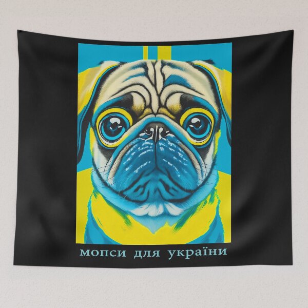Item preview, Pugs for Ukraine in Ukrainian designed and sold by RedBluffTraders.