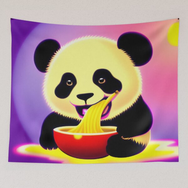 Item preview, Ramen panda in colorful sunset designed and sold by OfficeDoodler.