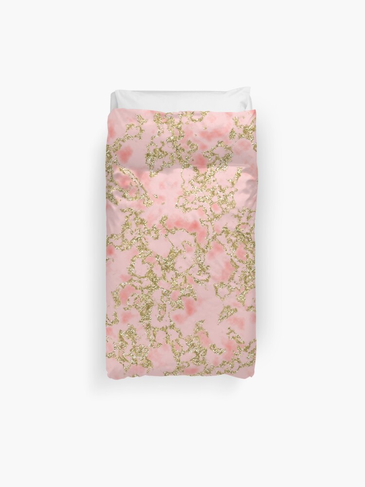 Cerise Coral Golden Shimmer Duvet Cover By Marbleco Redbubble