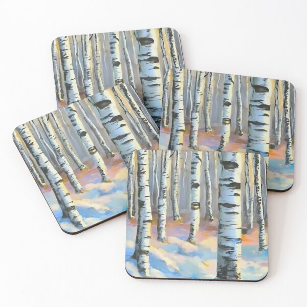 Item preview, Snowy Birch Forest Sunset designed and sold by myrbpix.