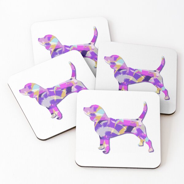 Item preview, Beagle Dog Silhouette Purple Pink Yellow Blue Design designed and sold by AMSonArt.