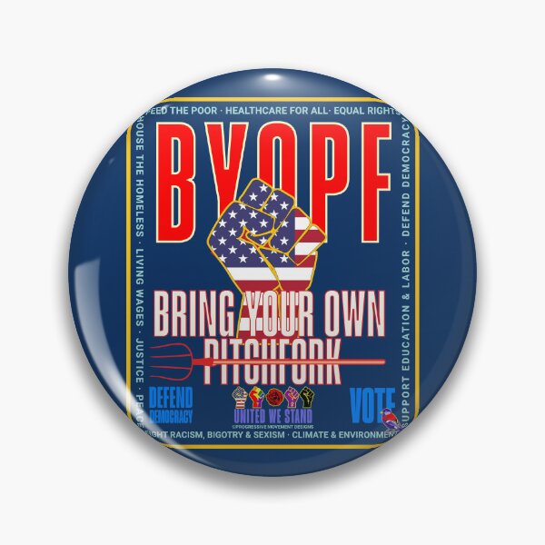 Item preview, PMD00951 Progressive Movement Designs patriotic American BYOPF Pitch Fork political dark humor design shows support for democracy progressive goals for Progressives Democrats Independents Liberals designed and sold by ProgressiveLeft.