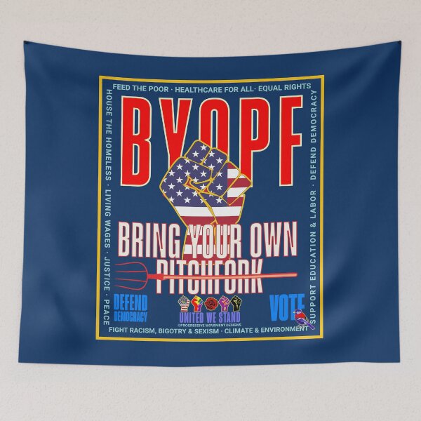 Item preview, PMD00951 Progressive Movement Designs patriotic American BYOPF Pitch Fork political dark humor design shows support for democracy progressive goals for Progressives Democrats Independents Liberals designed and sold by ProgressiveLeft.