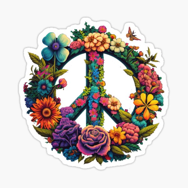 Item preview, Peace Sign Flower Psychedelic Art designed and sold by Trippinink-.