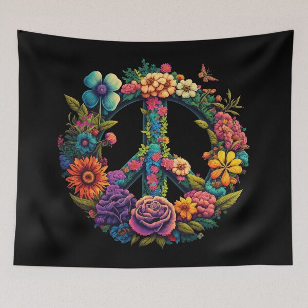Item preview, Peace Sign Flower Psychedelic Art designed and sold by Trippinink-.