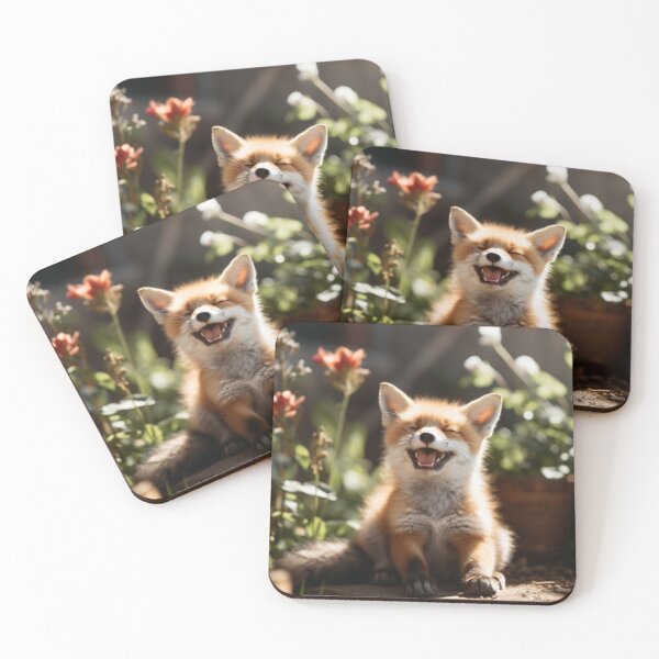 Item preview, a baby fox is laughing in the garden designed and sold by ViktorSilni.
