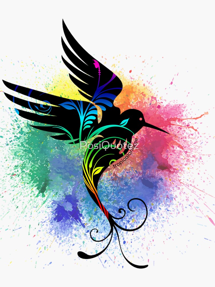 Thumbnail 3 of 3, Sticker, Bird of Paradise Caribbean Splash designed and sold by PosiQuotez.