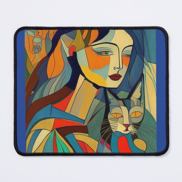 Item preview, A woman with a cat. Abstraction. designed and sold by Natalia-Vlad.
