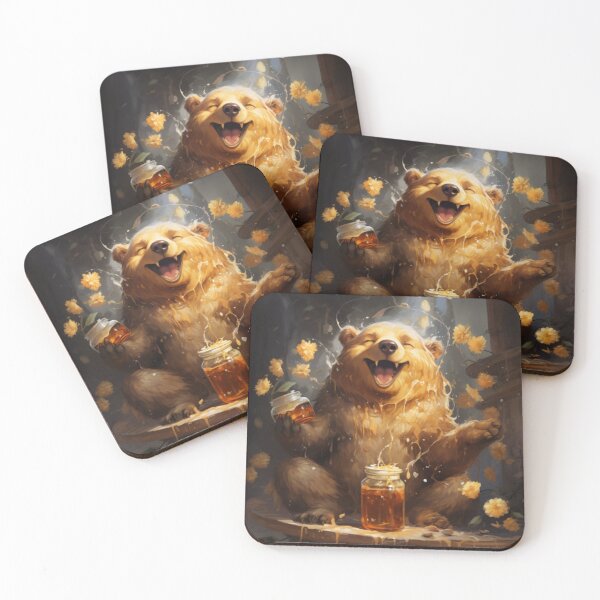 Item preview, Happy little bear eating honey designed and sold by ViktorSilni.