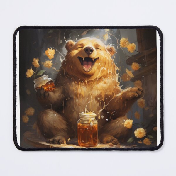 Item preview, Happy little bear eating honey designed and sold by ViktorSilni.
