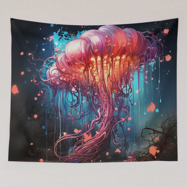 Item preview, Celestial Bloom: A Jellyfish Illuminated by Cosmic Wonders designed and sold by Viktor Surzhko.