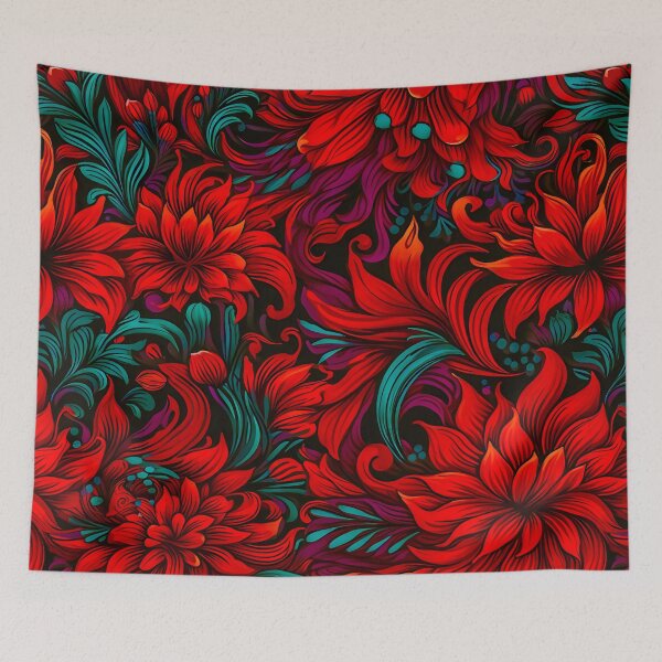 Item preview, Pattern - Fiery Floral designed and sold by Stacey Hallock.