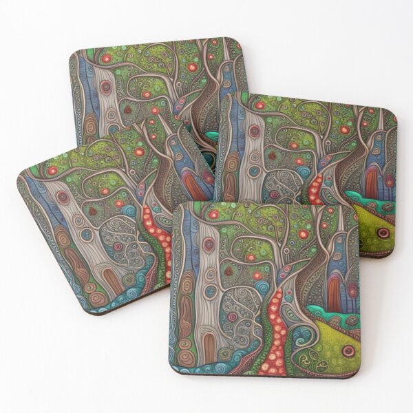 Item preview, Abstract Fairytale Folk Art Magical Trees designed and sold by EpicFoxArt.