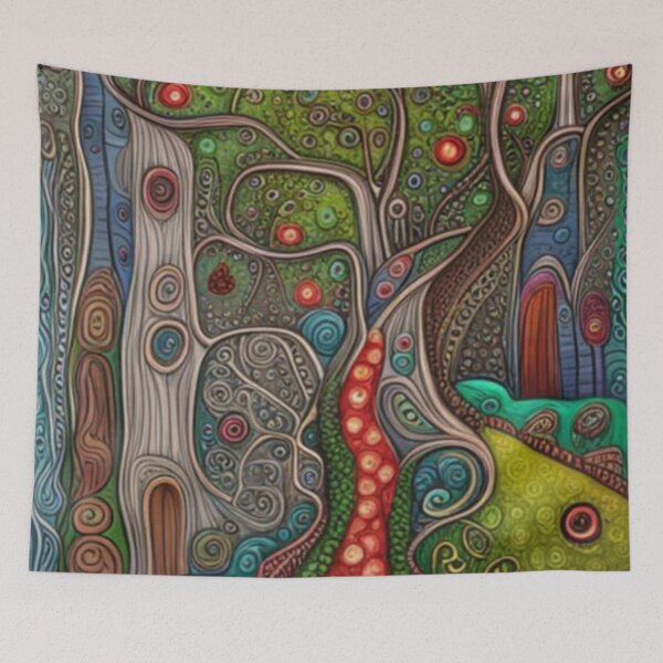 Item preview, Abstract Fairytale Folk Art Magical Trees designed and sold by EpicFoxArt.