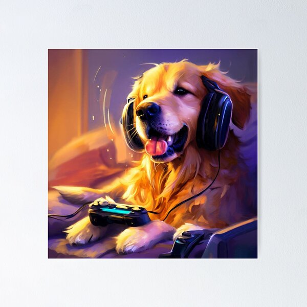 Item preview, Golden Retriever Playing Video Games  designed and sold by 1guy1girl.