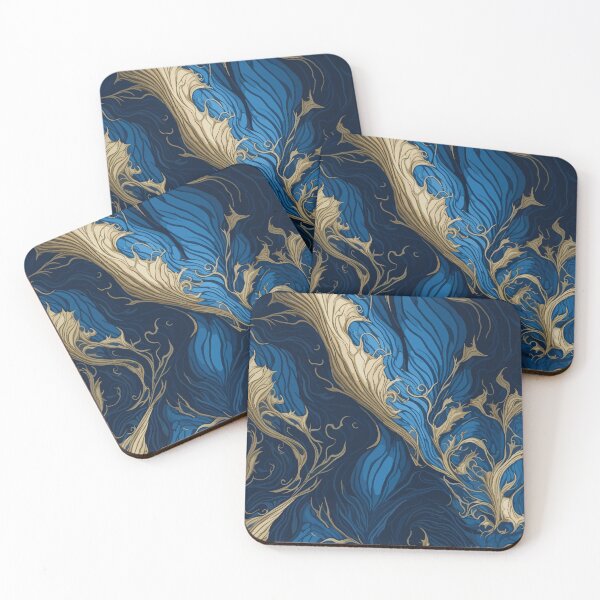 Item preview, Seamless Pattern Blue & Gold Ocean waves designed and sold by CASUALURBAN.