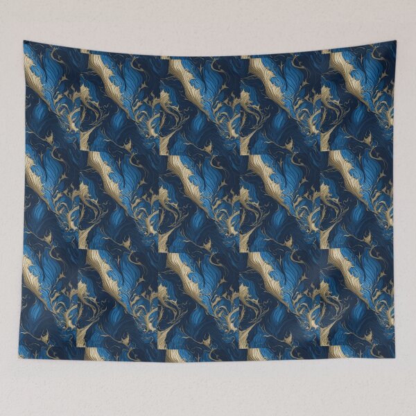 Item preview, Seamless Pattern Blue & Gold Ocean waves designed and sold by CASUALURBAN.