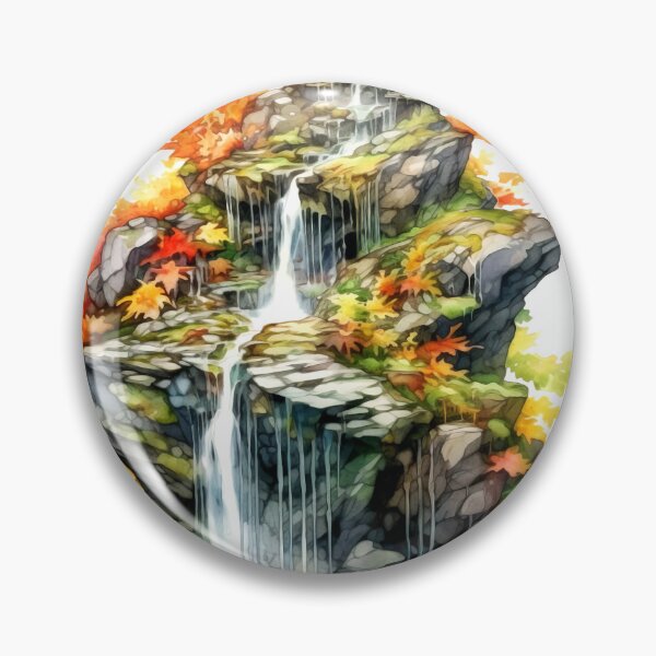 Item preview, Serene Waterfall Clipart, Cascading Beauty, Peaceful Flow, Tranquil Falls, Water's Harmony, Natural Serenity, Scenic Cascade designed and sold by CoolorPainting.