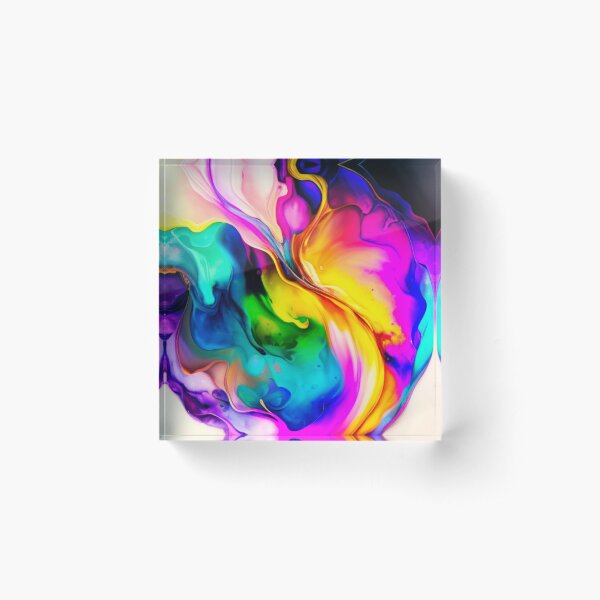 Aperçu de l'œuvre Motif à l'encre à l'alcool multicolore avec tourbillon arc-en-ciel créée et vendue par PatterniStar.