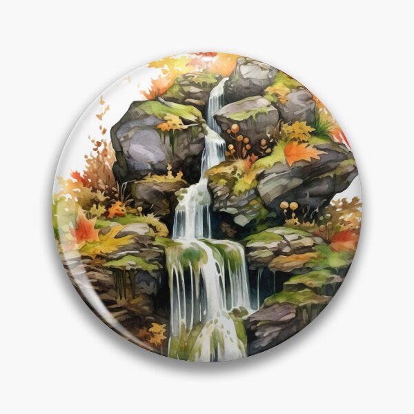 Item preview, Serene Waterfall Clipart, Cascading Beauty, Peaceful Flow, Tranquil Falls, Water's Harmony, Natural Serenity, Scenic Cascade designed and sold by CoolorPainting.