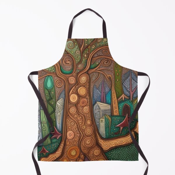 Item preview, Abstract Fairytale Folk Art Village Tree designed and sold by EpicFoxArt.