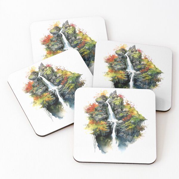 Item preview, Serene Waterfall Clipart, Cascading Beauty, Peaceful Flow, Tranquil Falls, Water's Harmony, Natural Serenity, Scenic Cascade designed and sold by CoolorPainting.