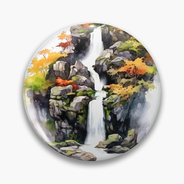 Item preview, Serene Waterfall Clipart, Cascading Beauty, Peaceful Flow, Tranquil Falls, Water's Harmony, Natural Serenity, Scenic Cascade designed and sold by CoolorPainting.